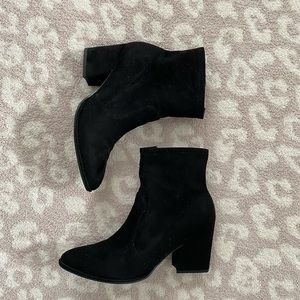 Marc Fisher Black Faux Suede Booties